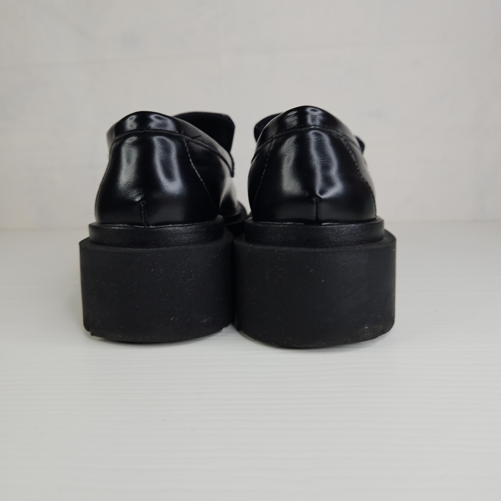 H&M Chunky Loafer Women Platform Loafer Luxury Patent Leather Casual Black Sz 38 - Picture 8 of 16